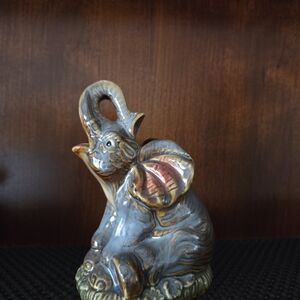 Ceramic Elephant Figurine - Blue and Gold